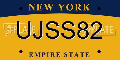 UJSS82 New York License Plate