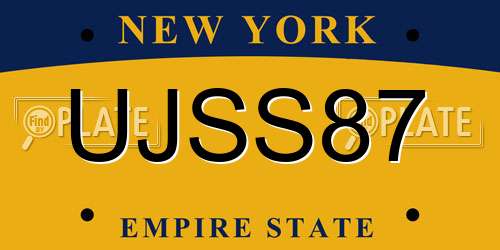 UJSS87 New York License Plate