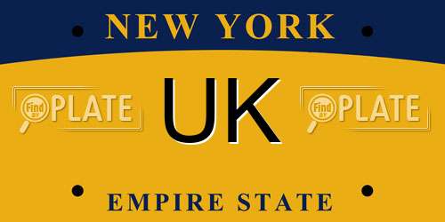 UK New York License Plate