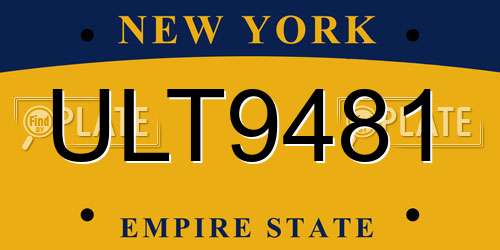 ULT9481 New York License Plate