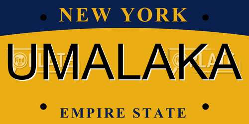 UMALAKA New York License Plate