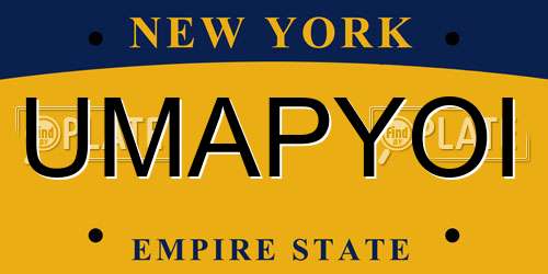 UMAPYOI New York License Plate