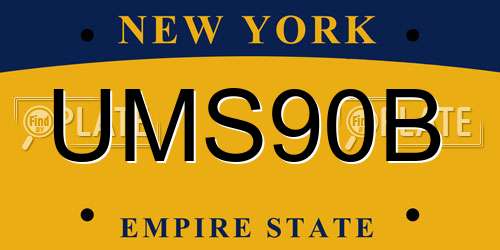 UMS90B New York License Plate