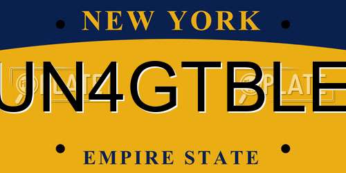 UN4GTBLE New York License Plate