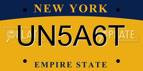 UN5A6T New York License Plate