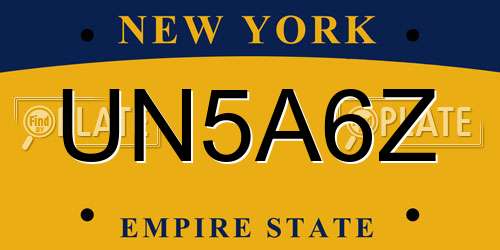 UN5A6Z New York License Plate