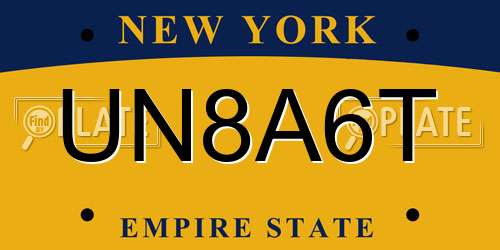 UN8A6T New York License Plate
