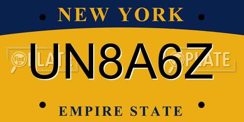 UN8A6Z New York License Plate