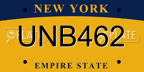 UNB462 New York License Plate