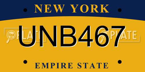 UNB467 New York License Plate