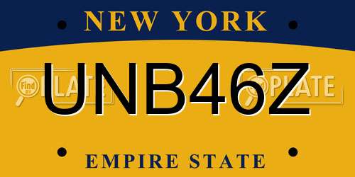 UNB46Z New York License Plate