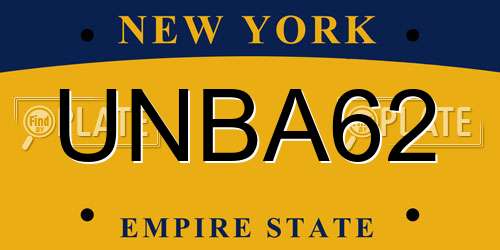 UNBA62 New York License Plate