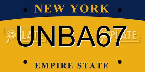 UNBA67 New York License Plate