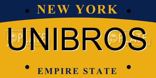 UNIBROS New York License Plate