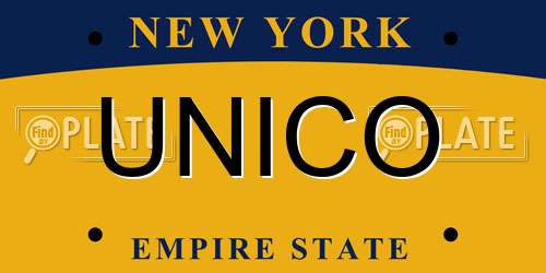 UNICO New York License Plate