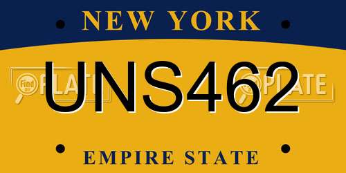 UNS462 New York License Plate