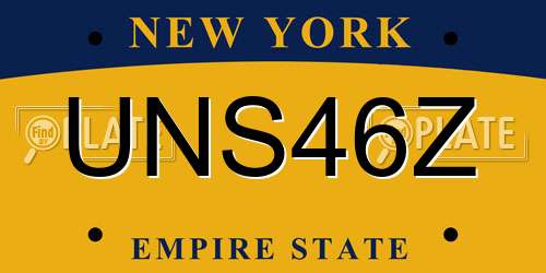 UNS46Z New York License Plate