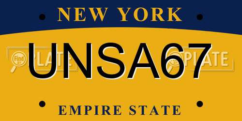 UNSA67 New York License Plate