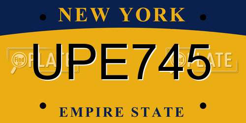 UPE745 New York License Plate