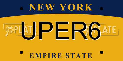 UPER6 New York License Plate