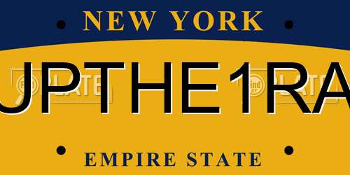 UPTHE1RA New York License Plate
