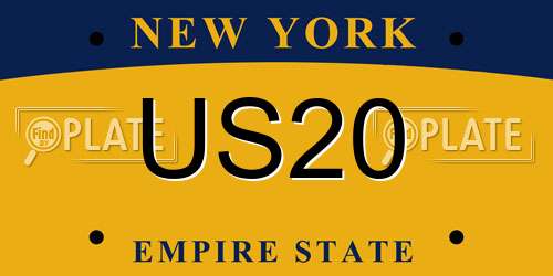 US20 New York License Plate