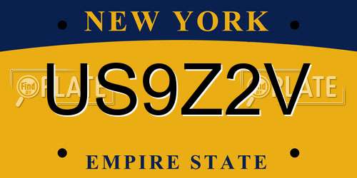 US9Z2V New York License Plate
