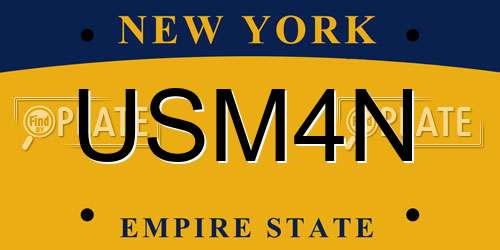 USM4N New York License Plate