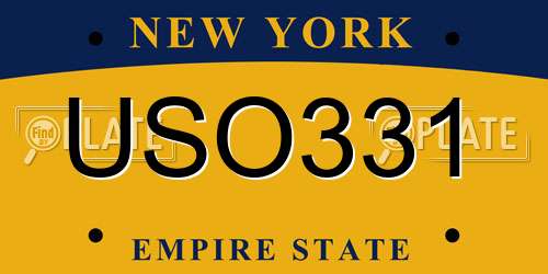 USO331 New York License Plate