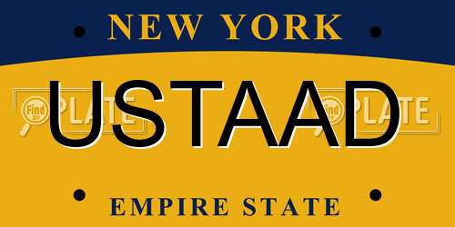USTAAD New York License Plate