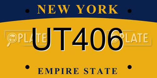 UT406 New York License Plate