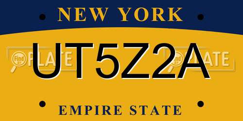 UT5Z2A New York License Plate