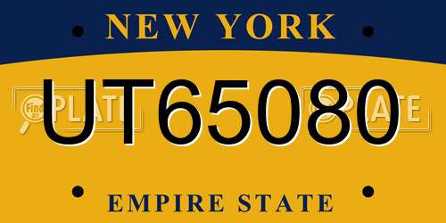 UT65080 New York License Plate