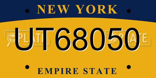 UT68050 New York License Plate