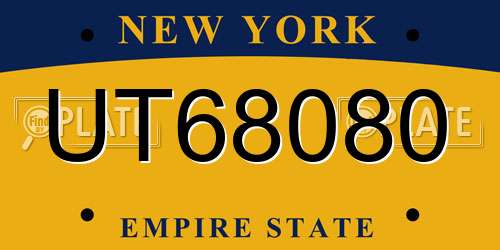 UT68080 New York License Plate