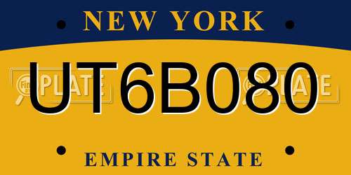 UT6B080 New York License Plate