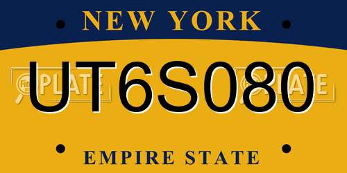 UT6S080 New York License Plate