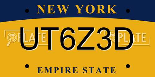 UT6Z3D New York License Plate