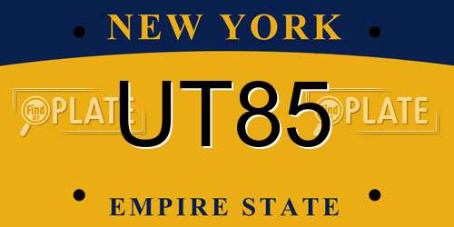 UT85 New York License Plate