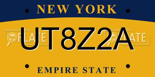 UT8Z2A New York License Plate