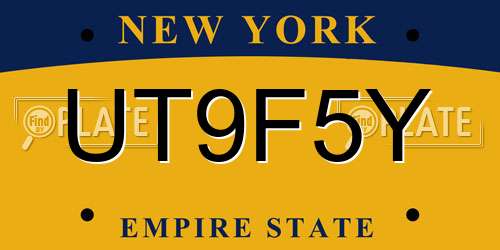 UT9F5Y New York License Plate