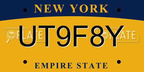 UT9F8Y New York License Plate