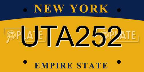 UTA252 New York License Plate