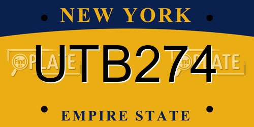 UTB274 New York License Plate