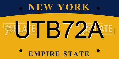 UTB72A New York License Plate