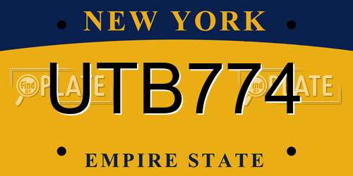 UTB774 New York License Plate
