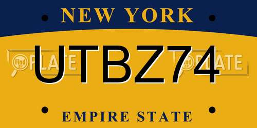UTBZ74 New York License Plate