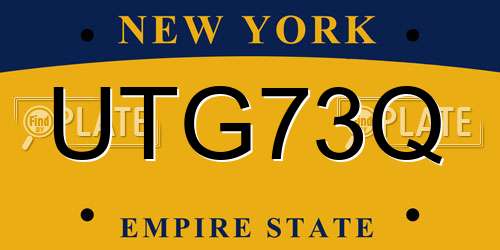 UTG73Q New York License Plate