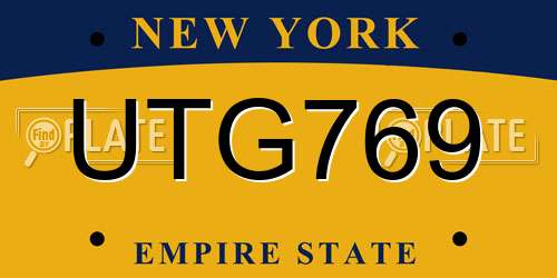 UTG769 New York License Plate