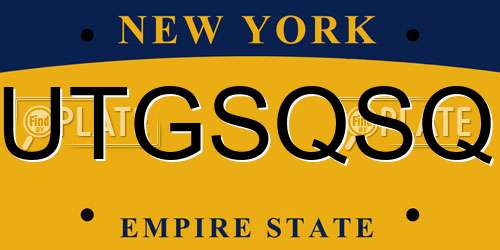 UTGSQSQ New York License Plate